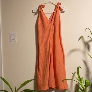 Linen tie strap dress w/ pockets